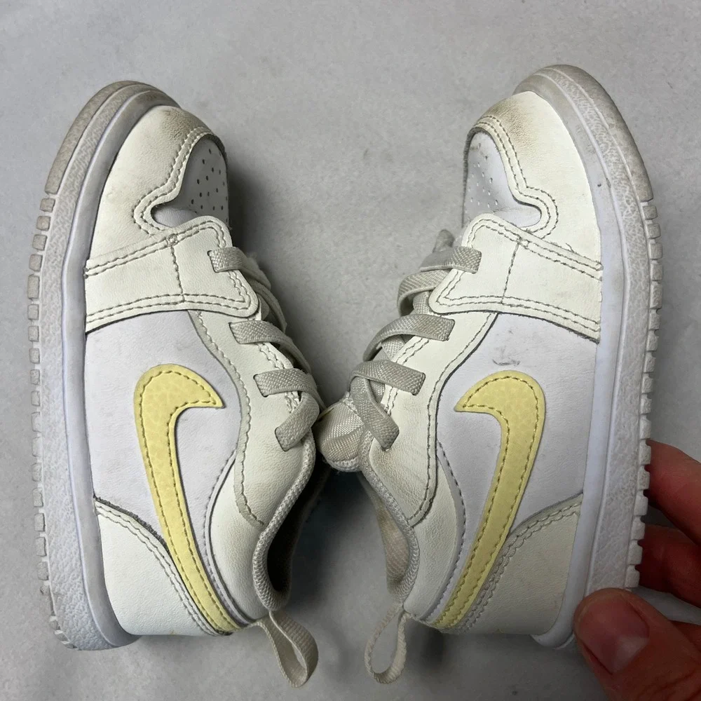 Jordan 1 Low SE‎ Toddler Sneakers White Yellow Hook and Loop Shoes 7C
